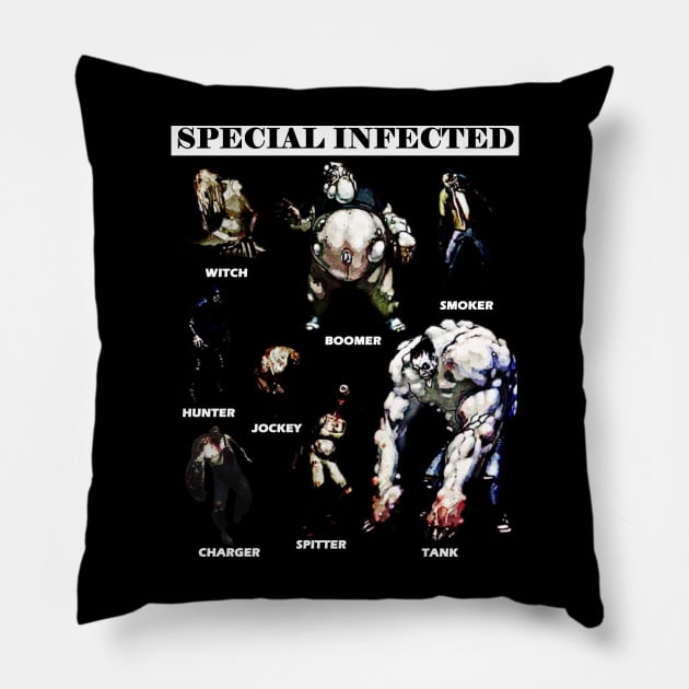 Left 4 Dead - Special Infected (white) Pillow by red-leaf