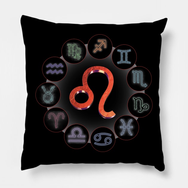 Leo/The Lion Zodiac Symbol. Pillow by voloshendesigns