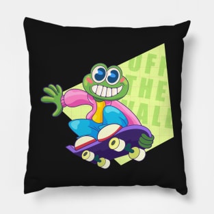 Frog on skateboard Pillow