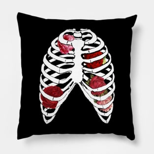 Rib Cage with Roses Pillow