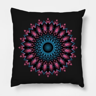 Flashy Fury Pink and Blue Mandala Pillow