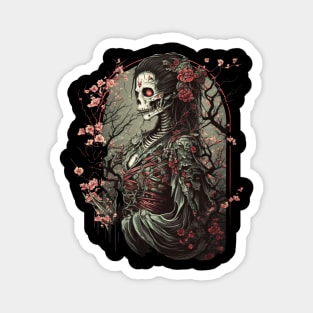 Neo-Gothic Cyber Reaper Floral Skull Magnet