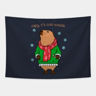 Capybara Winter Tapestry