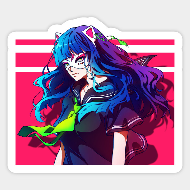 The Anime Girl In A Cat Mask Anime Girls Sticker Teepublic