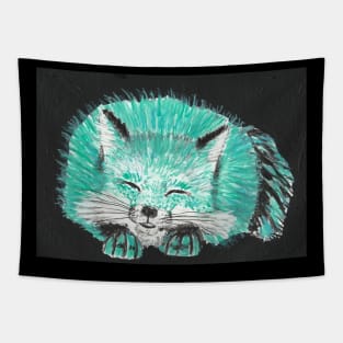 Happy fox acrylic painting Tapestry