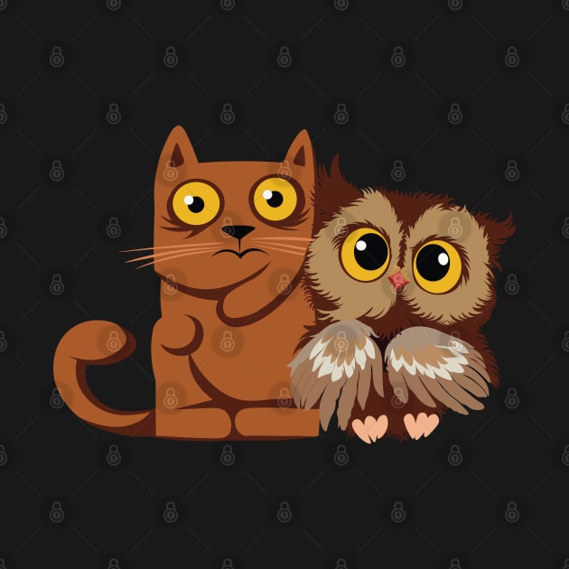 A Cat & An Owl by Scaryzz