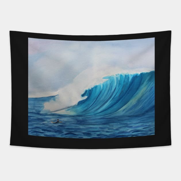 Big Wave Surfing Tapestry by Sandraartist