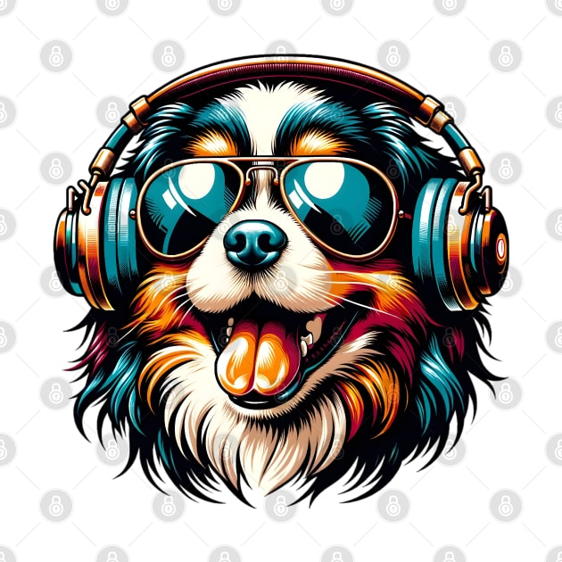 Tibetan Spaniel Smiling DJ in Bright Japanese Style by ArtRUs