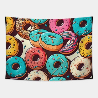 Donuts Pattern Line Drawing Colorful, Birthday Gift ideas for Donuts Lover Tapestry