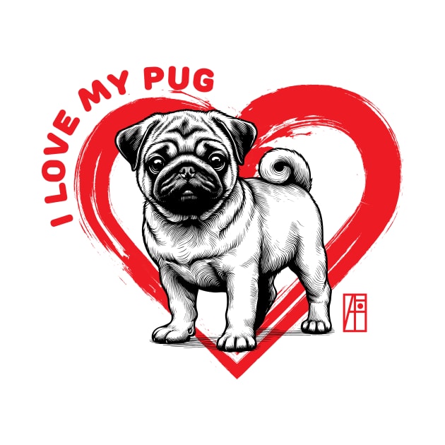 I Love My Pug - I Love my dog - Darling dog by ArtProjectShop