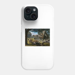 Mammoths and sabre-tooth cats, artwork (C010/3946) Phone Case