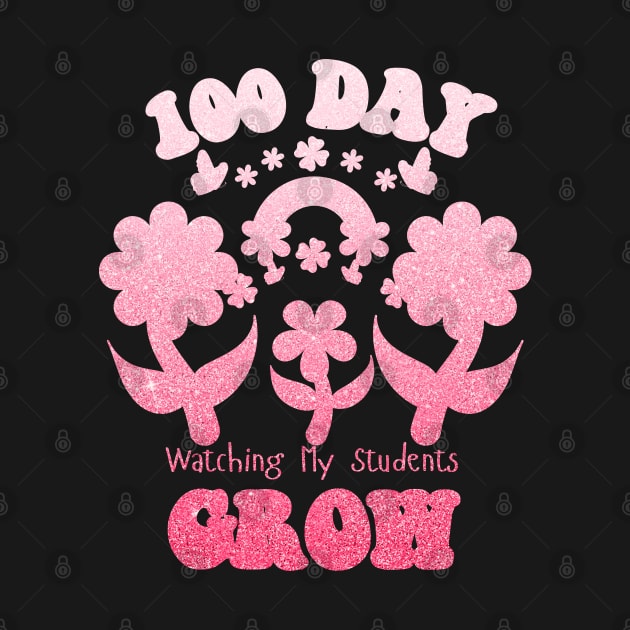 Happy 100th Day Of School,100th day of brighter, 100 days wiser, 100 days sharper, groovy retro leopard by Emouran