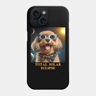 Total Solar Eclipse 2024 Cute Dog Wearing Solar Eclipse Glasses.V2 Phone Case