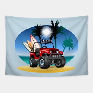 Cartoon jeep Tapestry