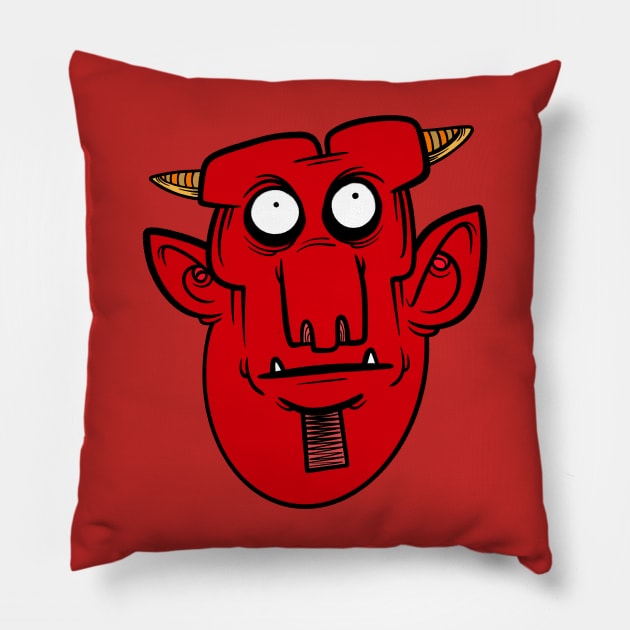 Red Devil Pillow by Monster Doodle