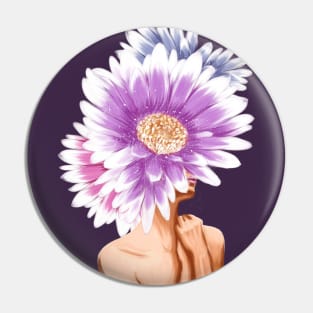 Girl with beautiful flowers instead of a head. Pin