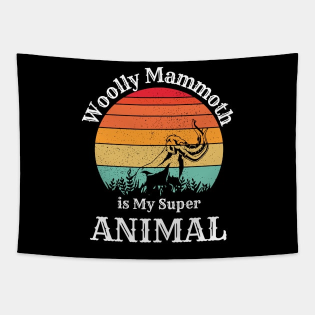 Woolly Mammoth is My Super  Animal Sunset men boys Tapestry by "Artistic Apparel Hub"