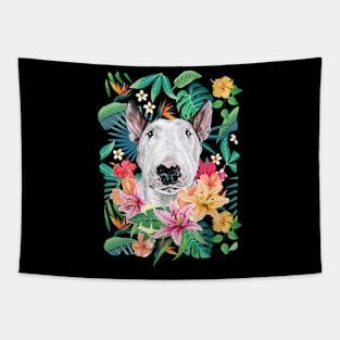 Tropical White Bull Terrier 1 Tapestry