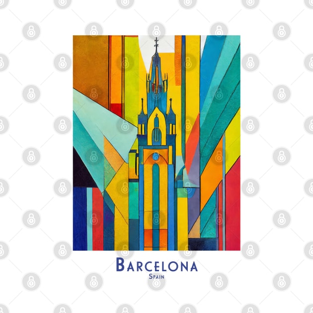 Spain - Vibrant Barcelona Church Abstract Art by POD24