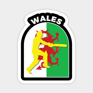 Wales Cricket Batsman Wales Flag Magnet