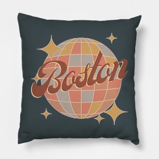 Boston Massachusetts Retro Vintage Design Pillow