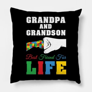 Grandpa and Grandson Puzzle Fist Autism Awareness Gift for Birthday, Mother's Day, Thanksgiving, Christmas Pillow