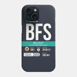 Belfast (BFS) Airport Code Baggage Tag Phone Case