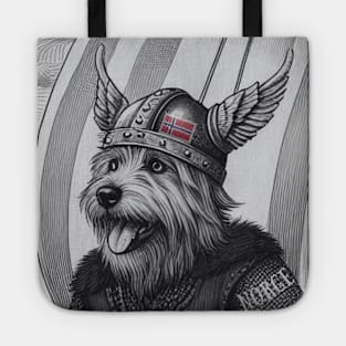 Cute Black and White Viking dog Norway Flag Tote