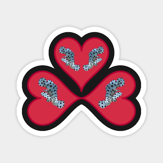 Cute motif of a fish | Small fish in a red heart | | Black Background | Magnet by Ute-Niemann