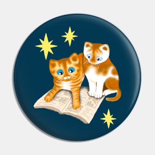 Two Ginger Kittens Reading Pin