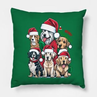 Merry Christmas Puppy Squad Dogs Pillow