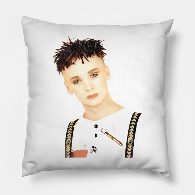 Vintage Style 80s Boy George Fan Art Design Pillow by DankFutura