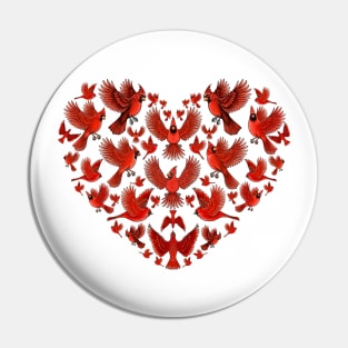 Red Cardinal bird heart love you Pin