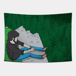 Looking over the mountains Tapestry