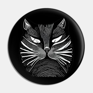 Scary Black Cat Face Pin