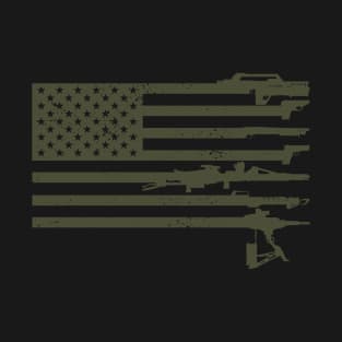 US Flag - USCM Arms - OD T-Shirt