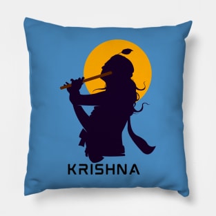 Hindu god lord Krishna playing his flute Pillow
