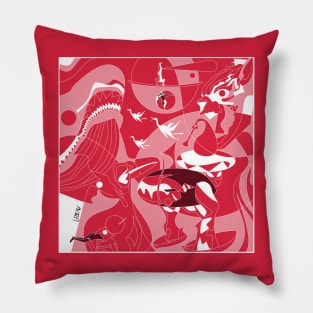 the garden of earthly delights in ecopop aesthetic kaiju mexican remix art Pillow