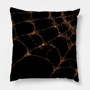 Halloween spider web pattern with glitzy gold sparkles gothic fashion Pillow