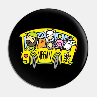 Go Vegan bus Pin