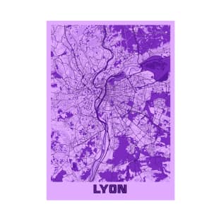 Lyon - France Lavender City Map T-Shirt