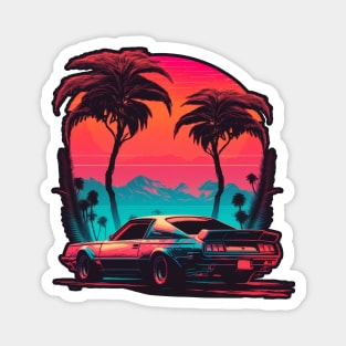 Retro Car in Synthwave Style retrowave Magnet