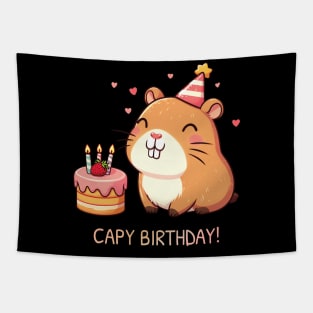 Capy Birthday Capybara Kawaii Tapestry