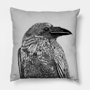 Raven Illustration Pillow