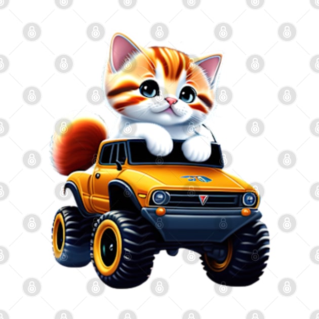 Cute kitten on a monster truck by IDesign23