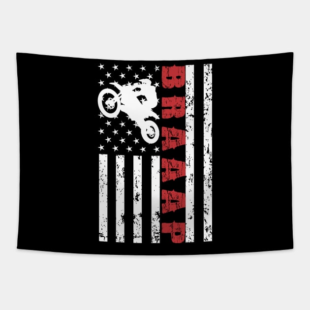 Motocross American Flag - US Sports Tapestry by Pannolinno