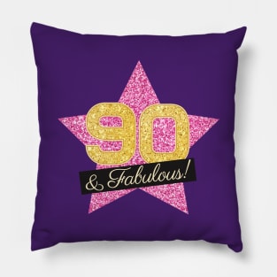 90th Birthday Gifts Women Fabulous - Pink Gold Pillow