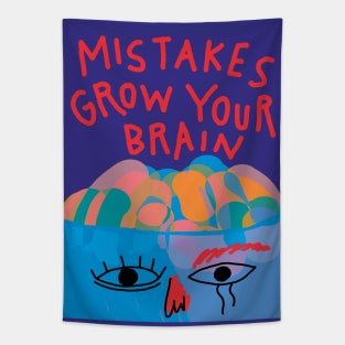 Mistakes grow your brain - Minimal Abstract Shapes Lettering Tapestry