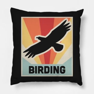 BIRDING | Vintage Style Bird Watching Poster Pillow