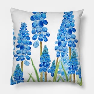 blue grape hyacinth watercolor Pillow